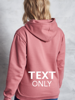 University and society hoodies - rear print - Lower Rear Text. The same print on all garments