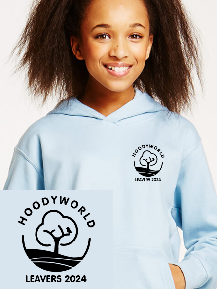 Primary School Leavers Hoodies - Front Option - One colour printed badge