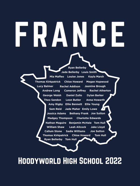 School Trip Hoodies - school trip Designs - France Map Design