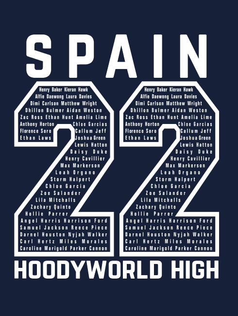 School Trip Hoodies - school trip Designs - Spain Number Design