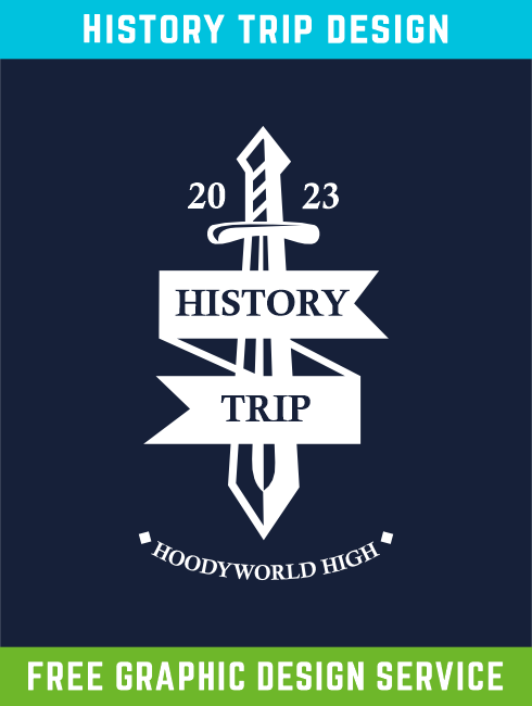School Trip Hoodies - school trip Designs - History Trip Design. We can send a bespoke design.