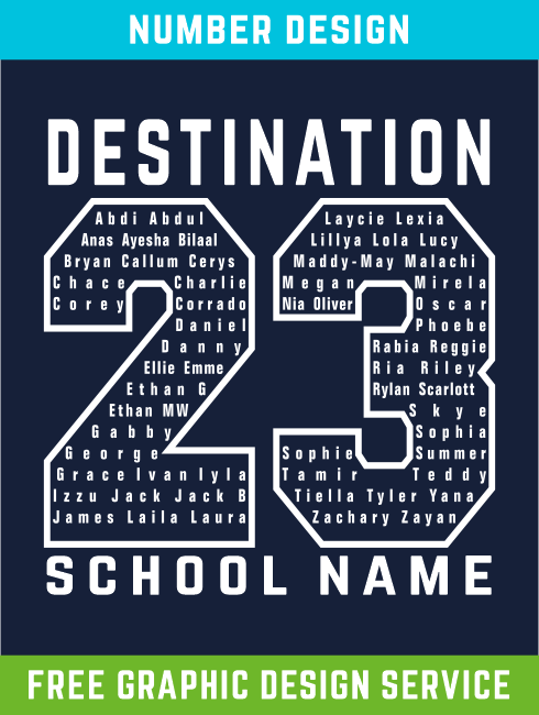 School Trip Hoodies - school trip Designs - Number Design- We can bespoke for your Destination